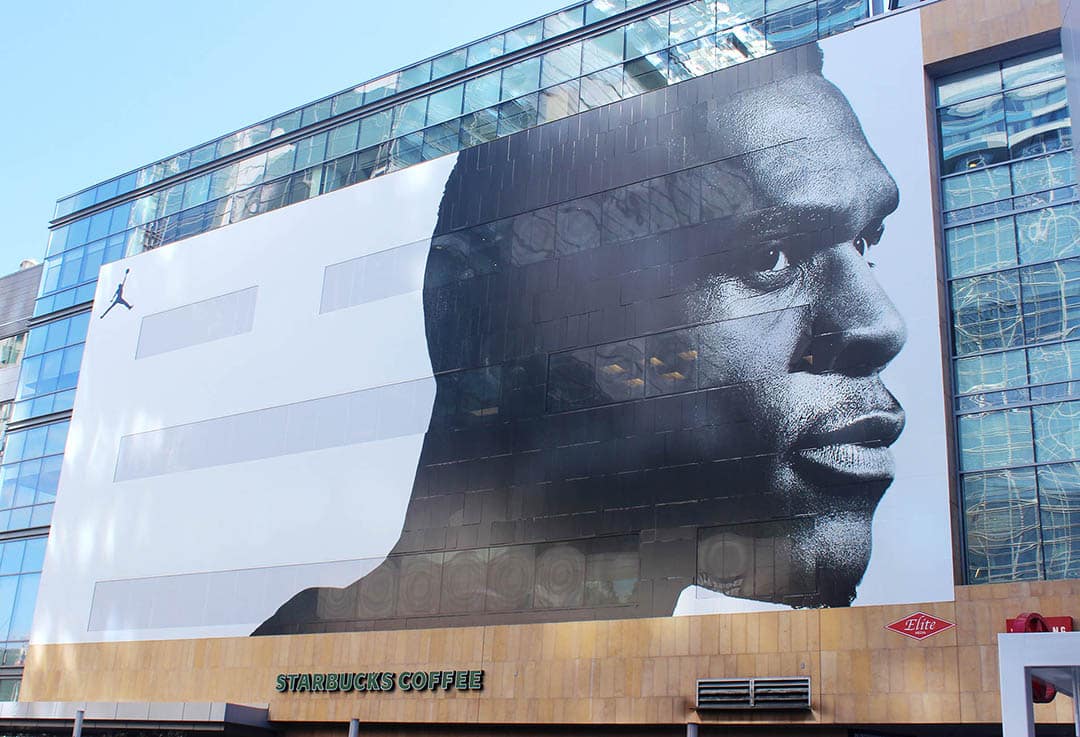 Self-Adhesive Window Perf and Wall Graphics for Nike Advertisement