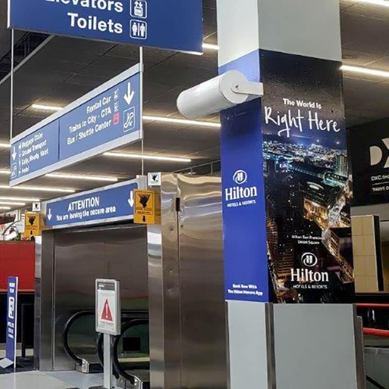 Airport Column Wraps with Self-Adhesive Vinyl